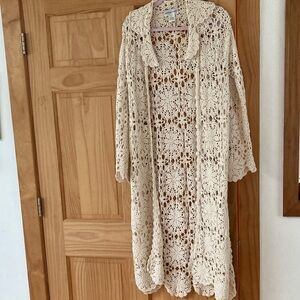 Newport News Cream Crochet Cardigan